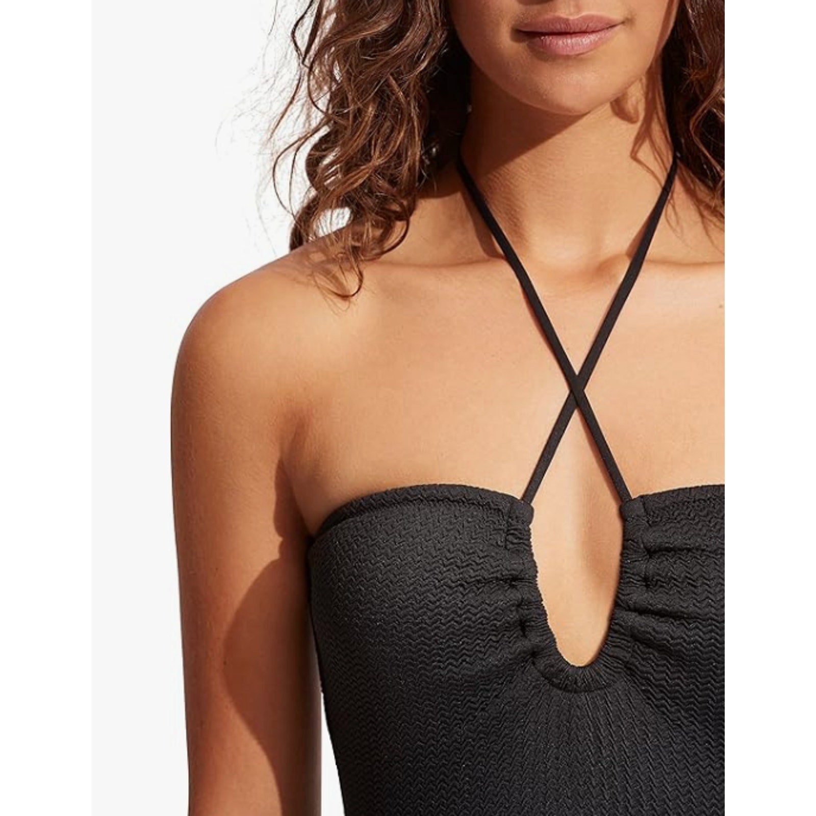 SEAFOLLY Womens Sea Dive Halter Bandeau One Piece Swimsuit US 6 Black NWT