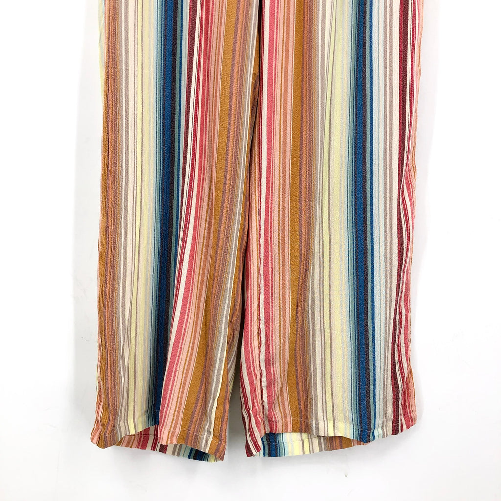 PRANA Women's Fernie Beach Pants Medium Gold Baja Stripe Wide Leg Mid Rise NWT