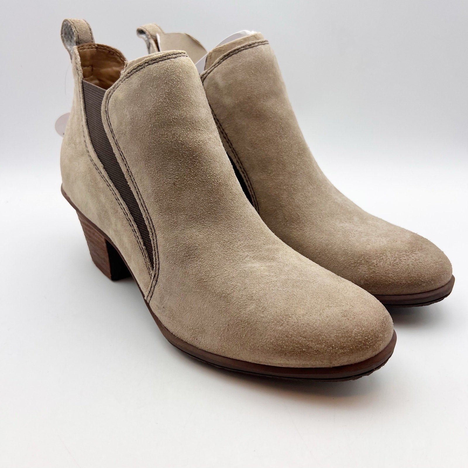 Comfortiva Womens Bailey Ankle Booties Size 8.5 EU 40 Tan Light Grey Leather NIB