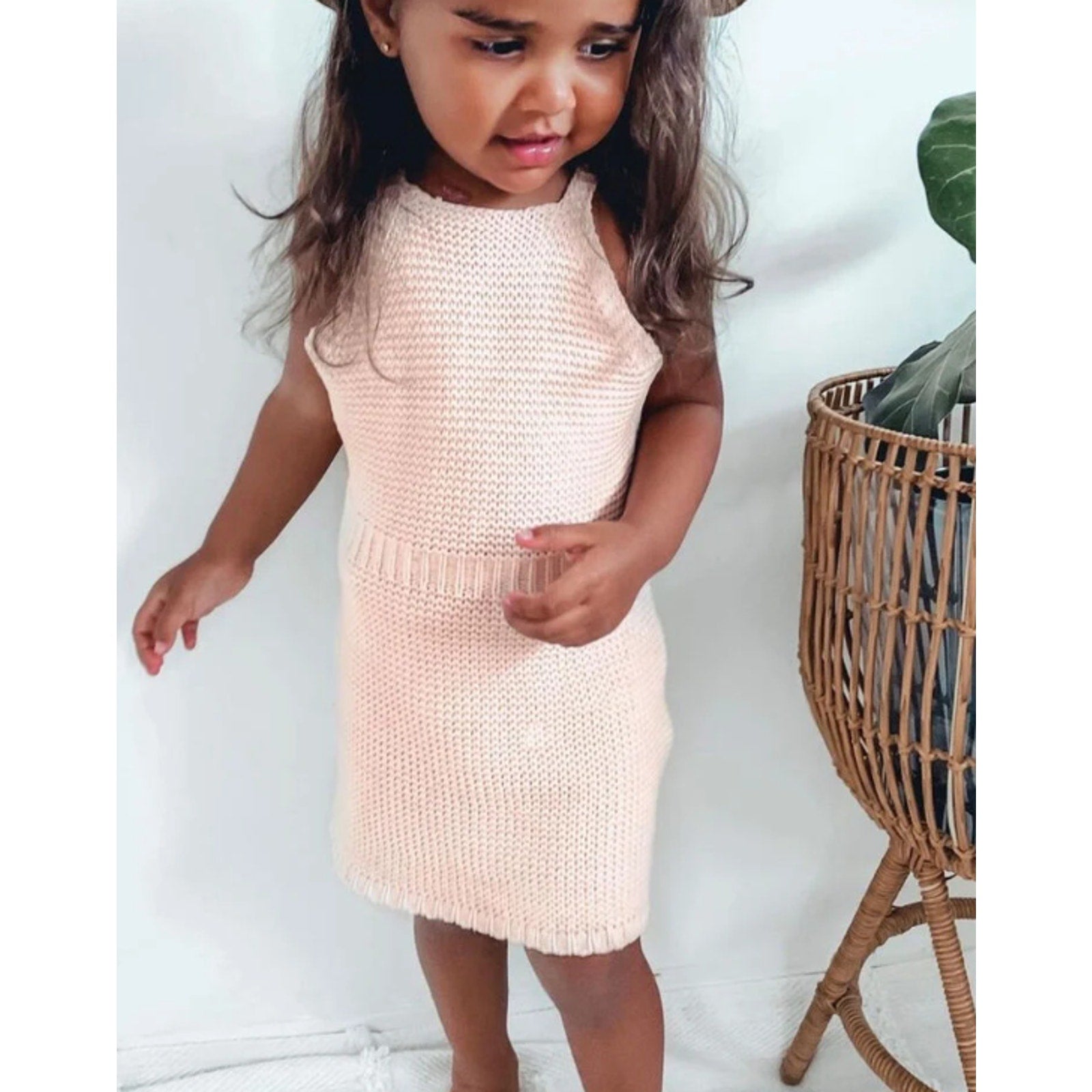 BARDOT Baby Girl Andi Knit Dress 6-12 Months Peach Pink Halter Neck NWT