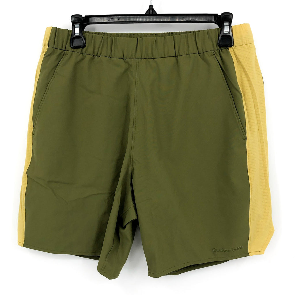OUTDOOR VOICES Mens High Stride 7" Shorts Medium Green Athletic Pockets NWT