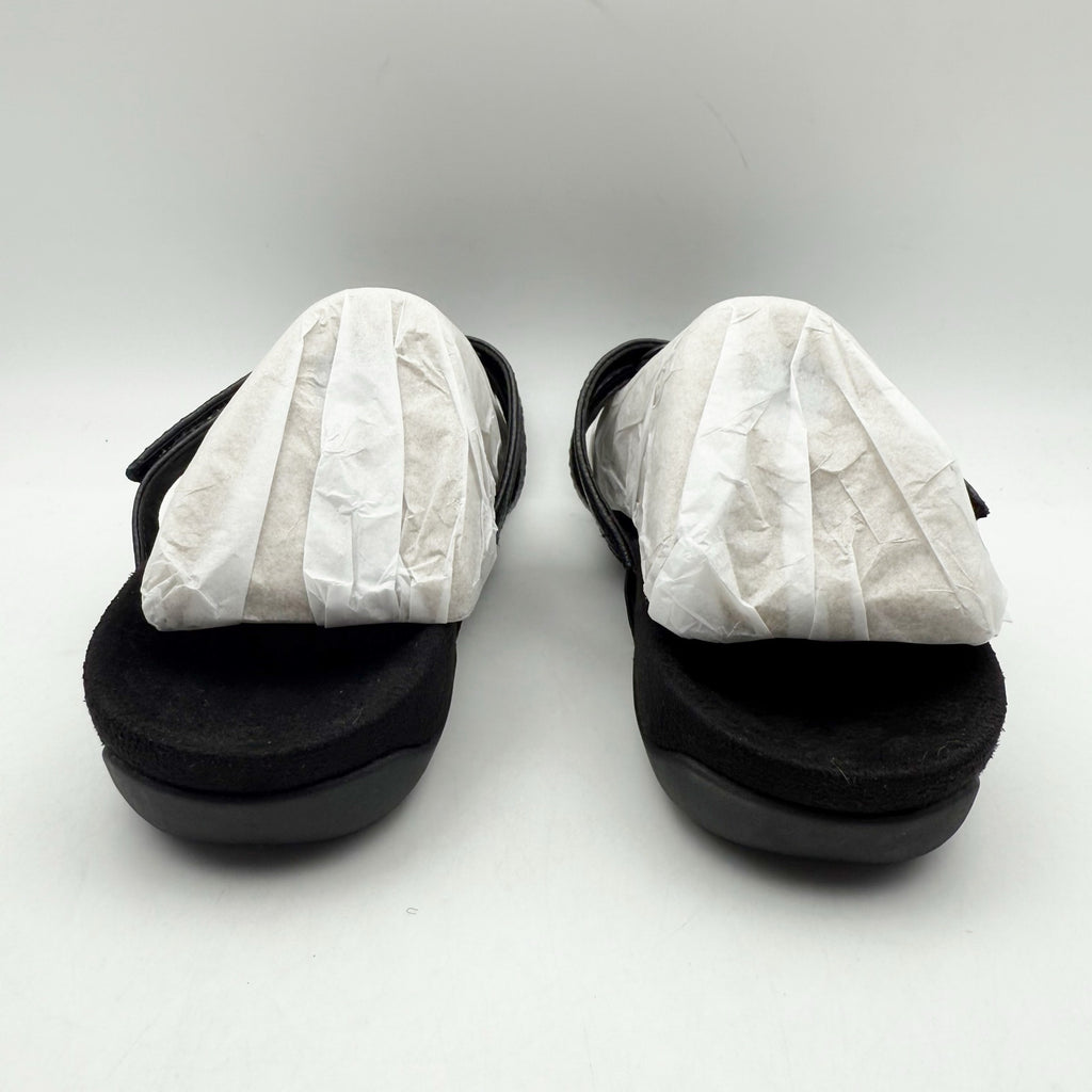 Vionic Womens Karley Thong Sandals US 6 EU 36 Black Leather Slip On NIB