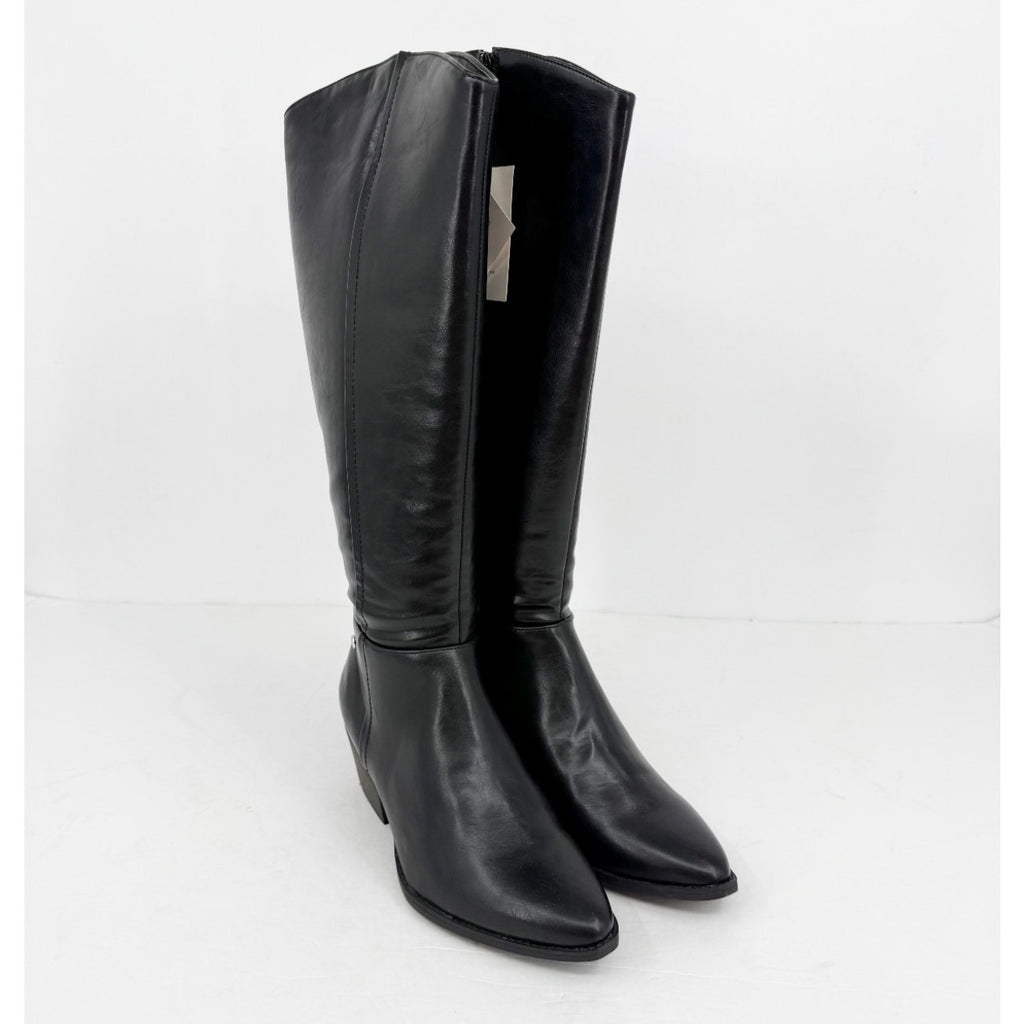 LifeStride Women's Reese Wide Calf Boot Size 8.5 Wide EU 39 Black Leather NWOB