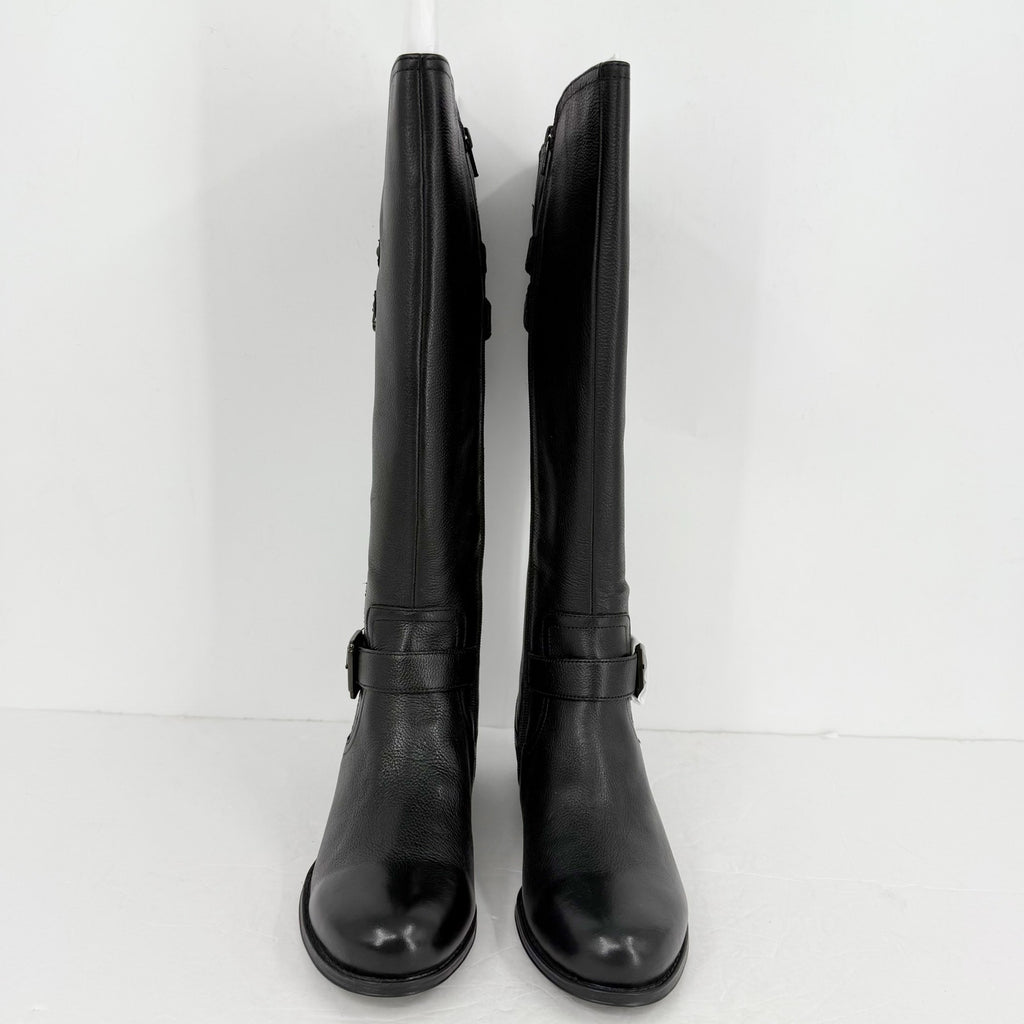 Naturalizer Womens Jessie Knee High Boots Size 8.5 WIDE Black Leather NWOB