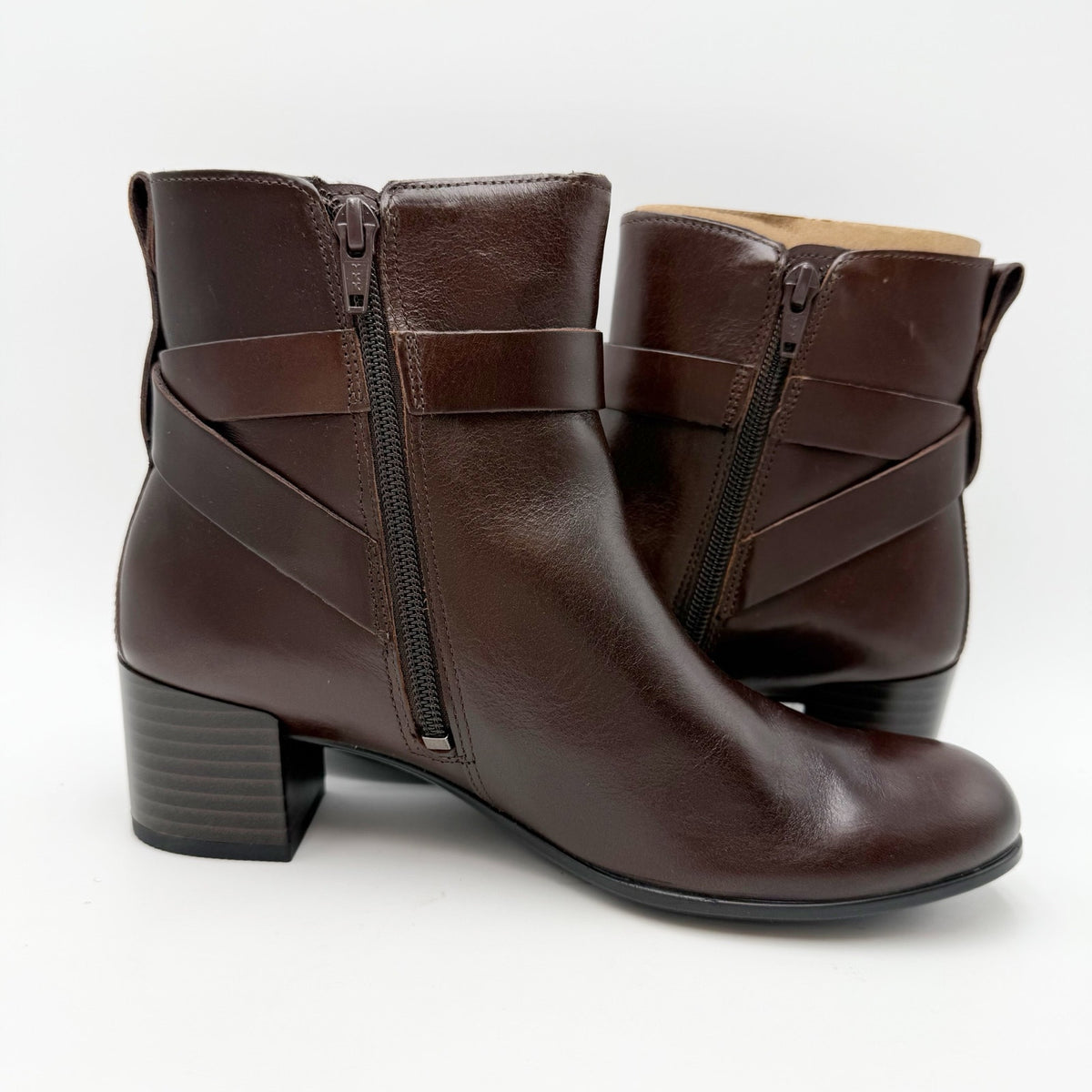 ECCO Womens Dress Classic 35 Heeled Ankle Boot EU 38 US 7-7.5 Brown Leather NWOB