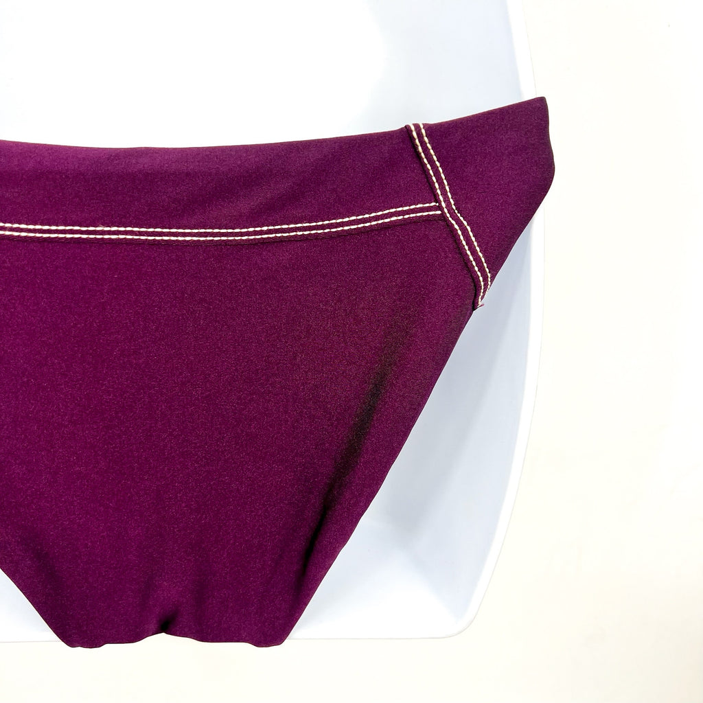 BECCA Women's Color Sheen Side Tie Bikini Bottoms Medium Purple Aubergine NWT