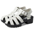 Fly London Womens Emme511fly Heeled Sandals EU 36 US 5.5 White Black Leather NIB