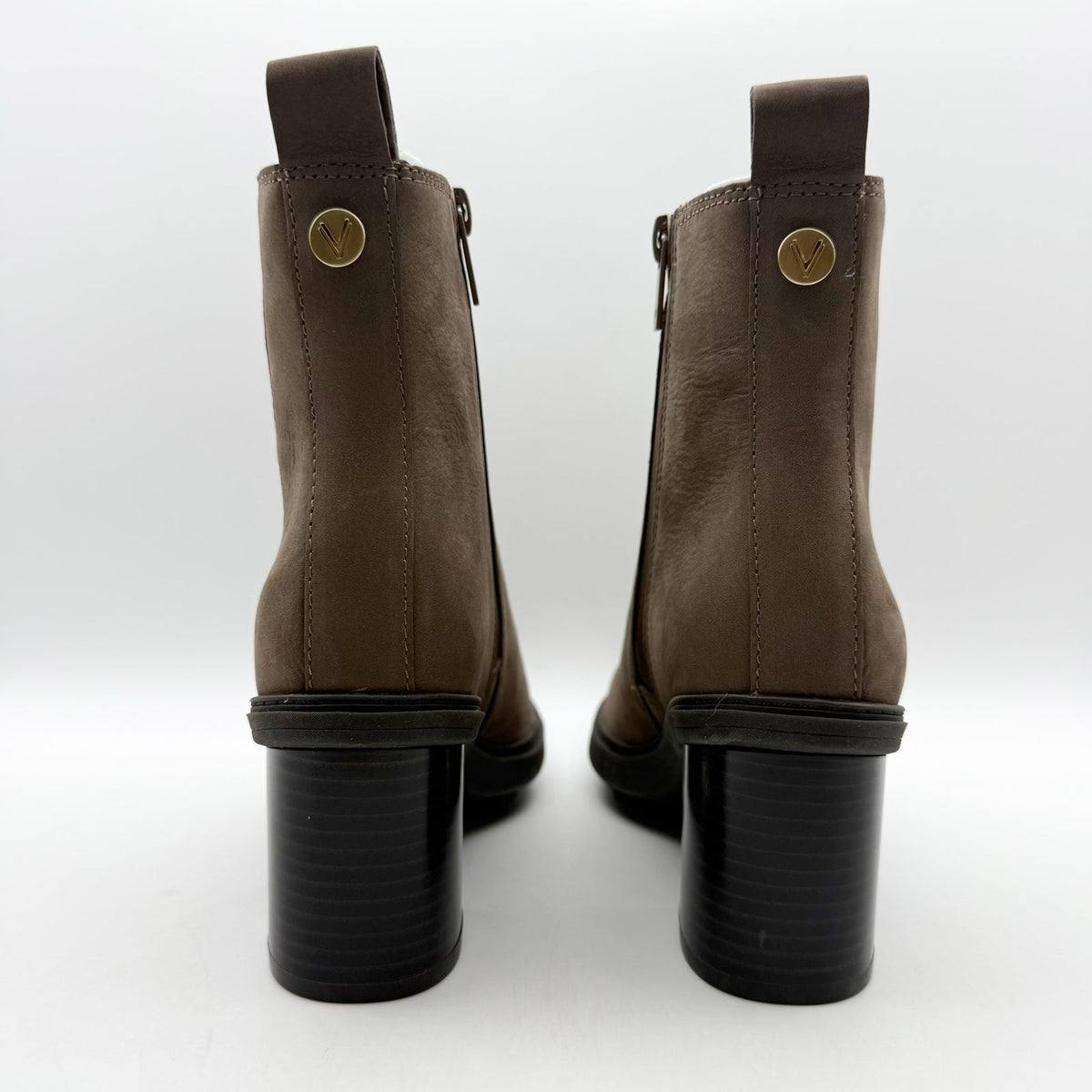 Vionic Womens Truckee Heeled Ankle Booties Size 5 M EU 35 Brown Leather NWOB