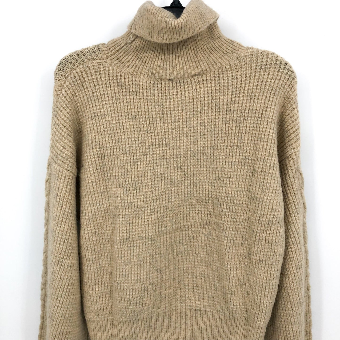 BARDOT Women's Maya Cable Knit Sweater Small Beige Pebble Balloon Sleeves NWT