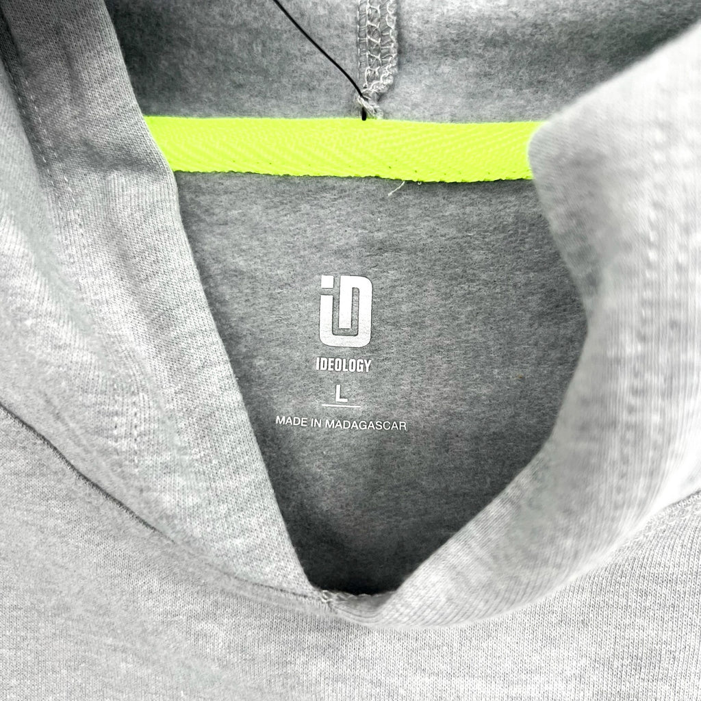 IDEOLOGY Women's Fleece Hoodie Large Grey Zinc Heather Sweatshirt NWT