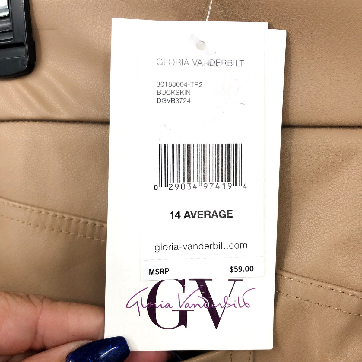 GLORIA VANDERBILT Avery Faux Leather Leggings Size 14 Tan Pull on Skinny NWT