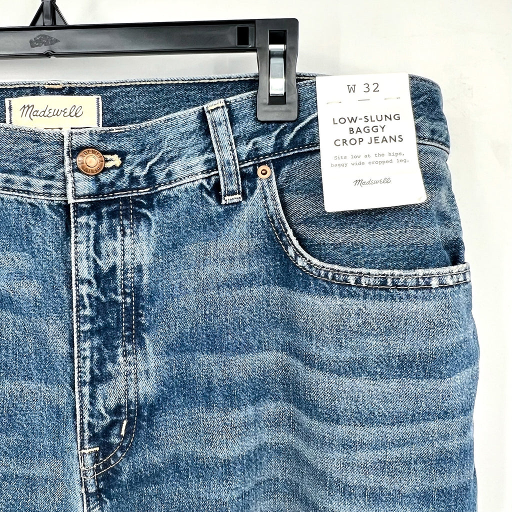 MADEWELL Women's Baggy Crop Jeans Size 32 US 14 Croswell Blue NU172 Denim NWT