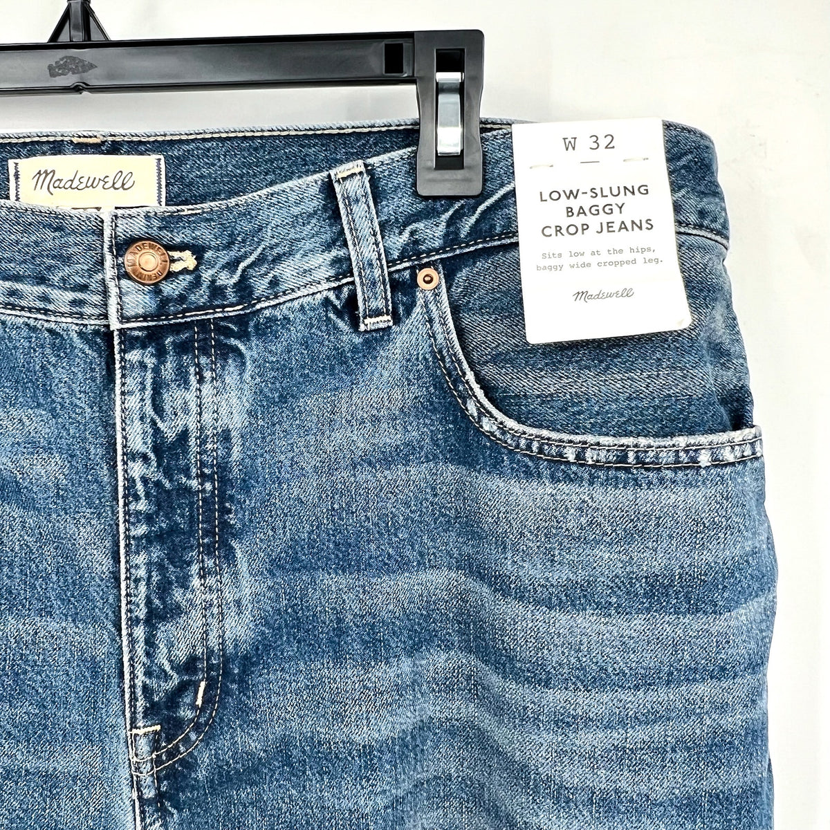 MADEWELL Women's Baggy Crop Jeans Size 32 US 14 Croswell Blue NU172 Denim NWT