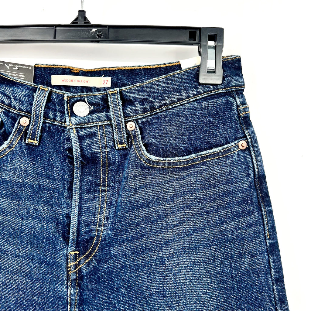 Levi's Womens Wedgie Straight Ankle Jeans 27x28 Indifferent Indigo 349640217 NWT
