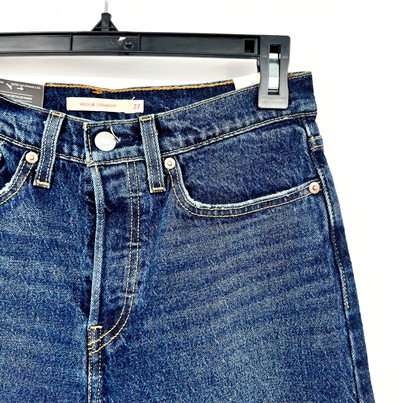 Levi's Womens Wedgie Straight Ankle Jeans 27x28 Indifferent Indigo 349640217 NWT