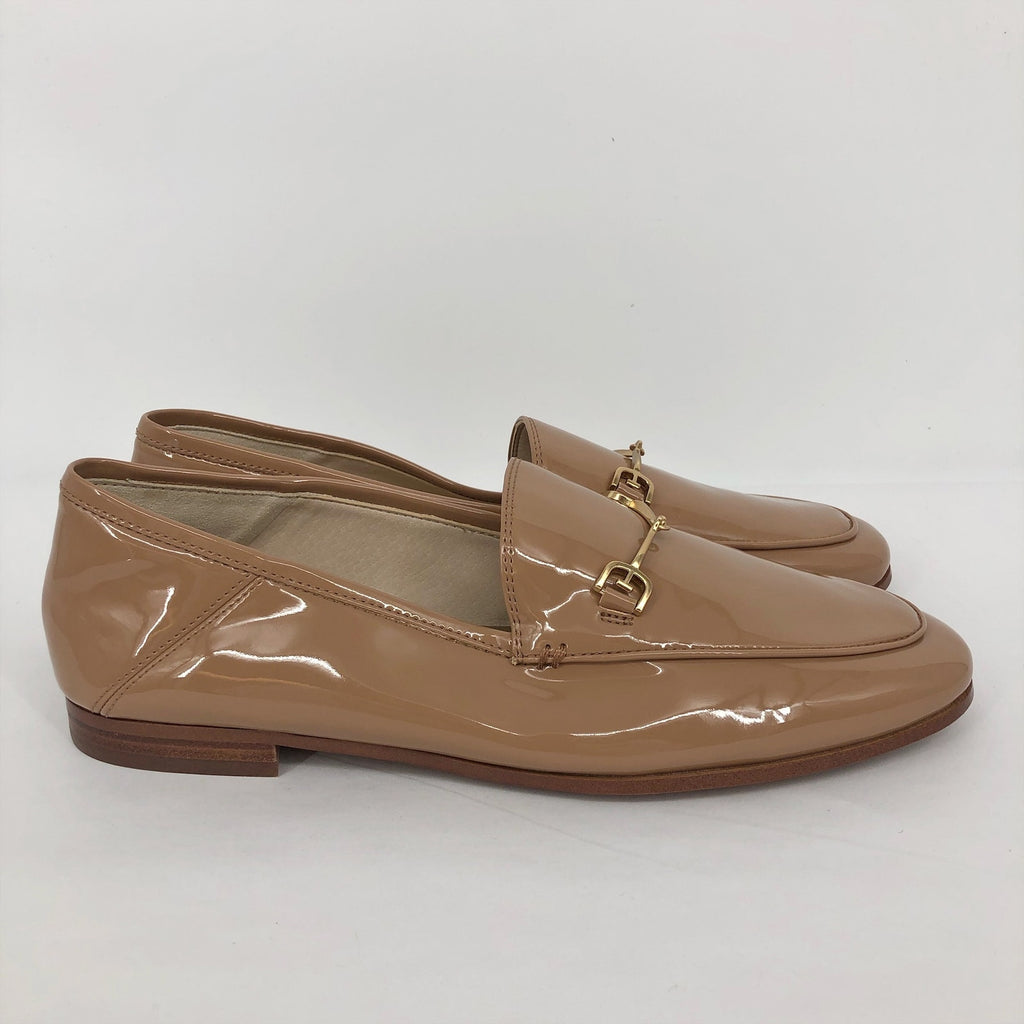SAM EDELMAN Womens Loraine Loafers Size 7.5 Wide Beige Patent Leather NIB