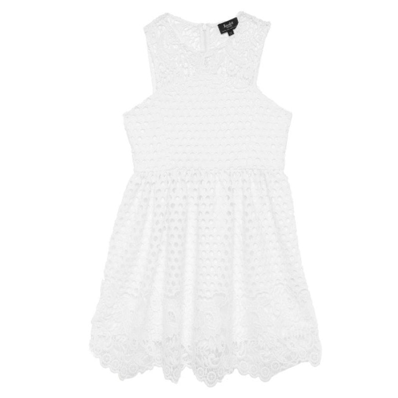 BARDOT JUNIOR Girl's Perry Lace Mini Dress Size 14 White Crochet Sleeveless NWT