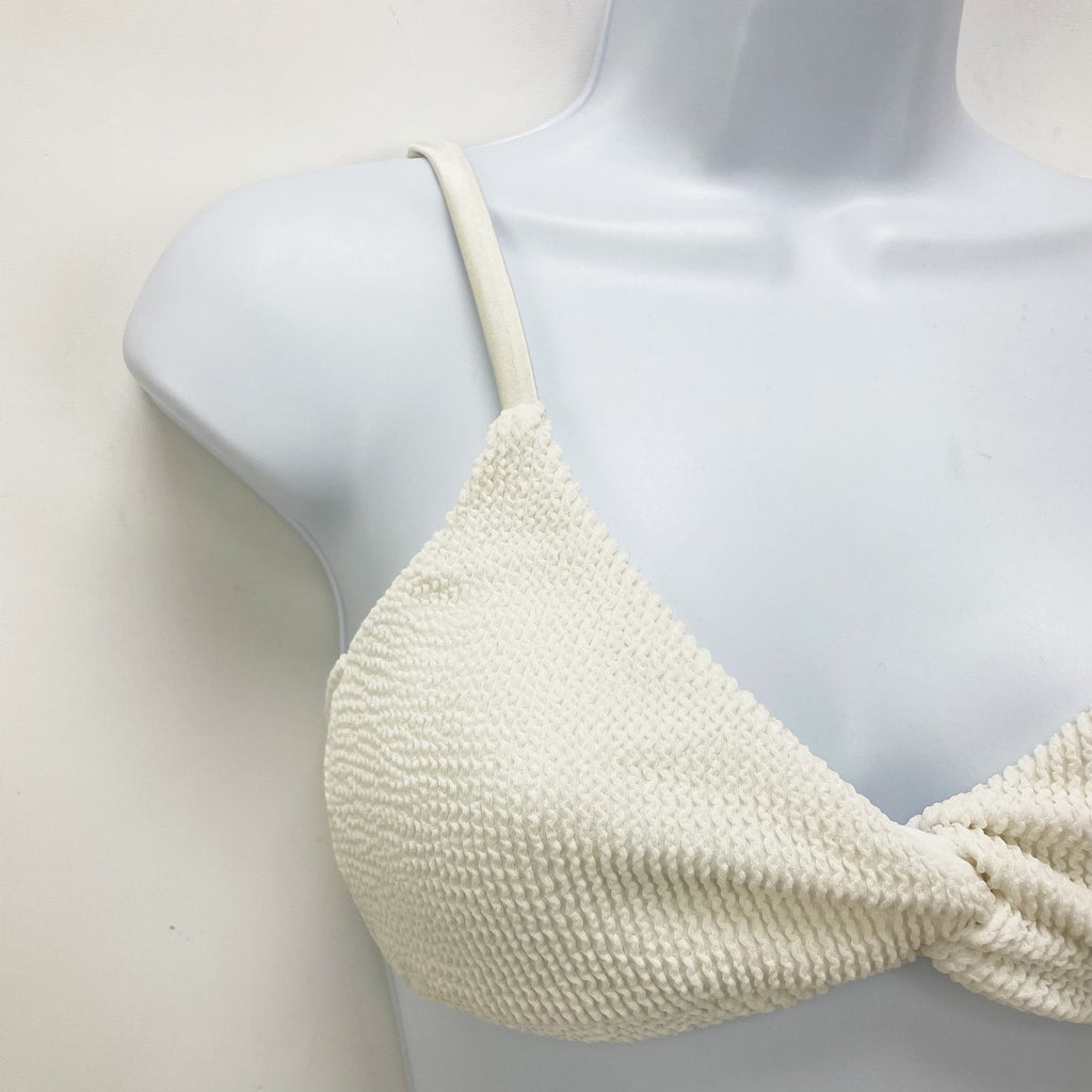 Good American Always Fits Twisted Bikini Top Size 3 Large Swim Ivory White NWT
