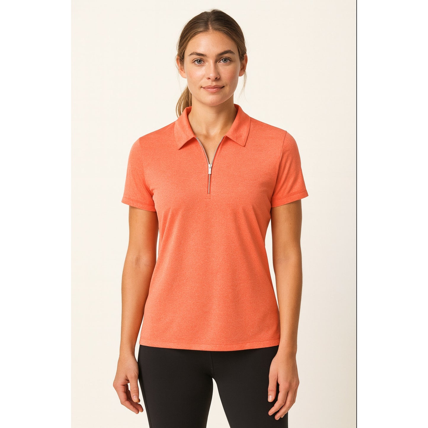 CALLAWAY Womens 1/4 Zip Golf Polo Shirt XL Orange Short Sleeve NWT