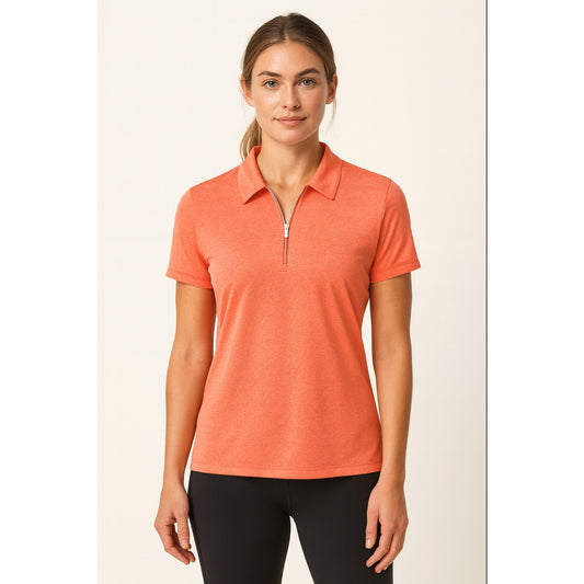 CALLAWAY Womens 1/4 Zip Golf Polo Shirt XL Orange Short Sleeve NWT