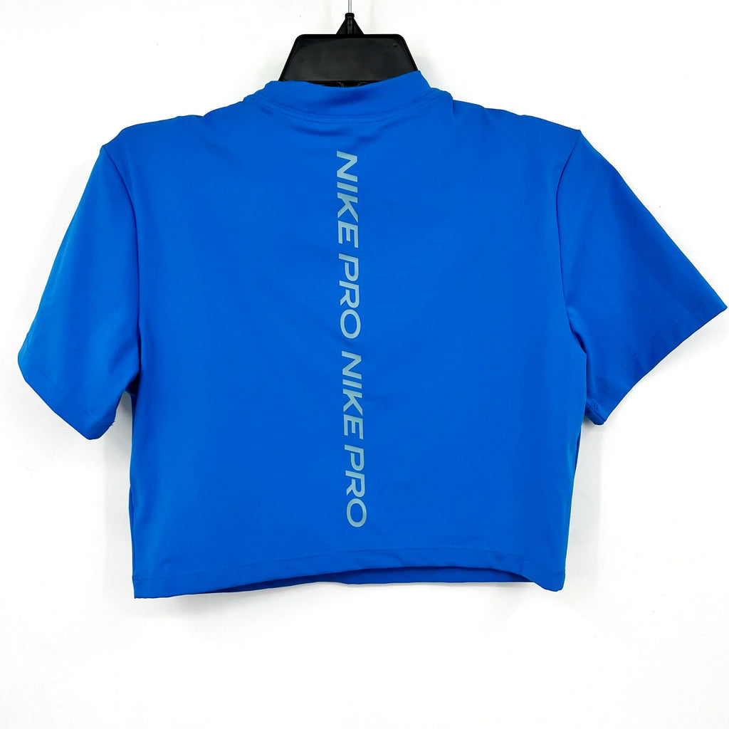NIKE PRO Women's Dri-FIT Short-Sleeve Cropped Top Medium Royal Blue Tshirt NWT