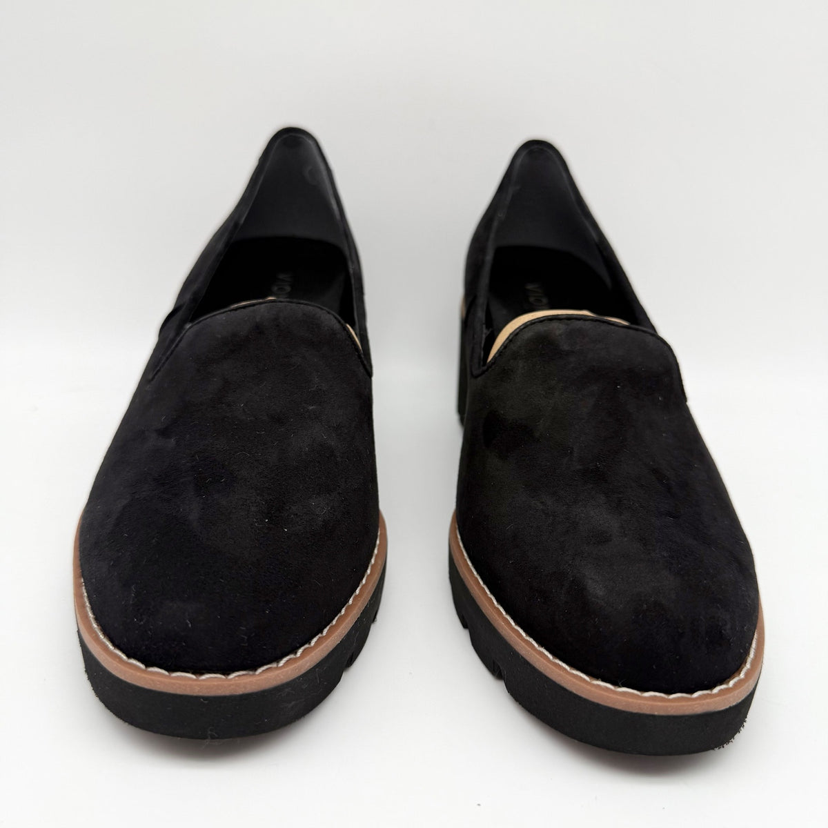 Vionic Womens Willa Wedge Loafers Size 9 M EU 40 Black Suede Slip On NIB