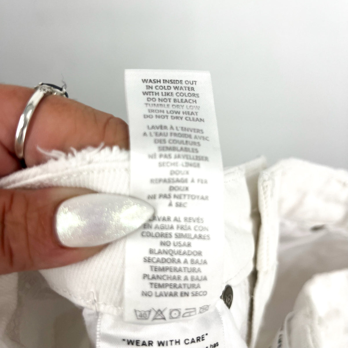 GOOD AMERICAN Good '90s Duster Natural Fray US Size 2 - 26 White Distressed NWOT