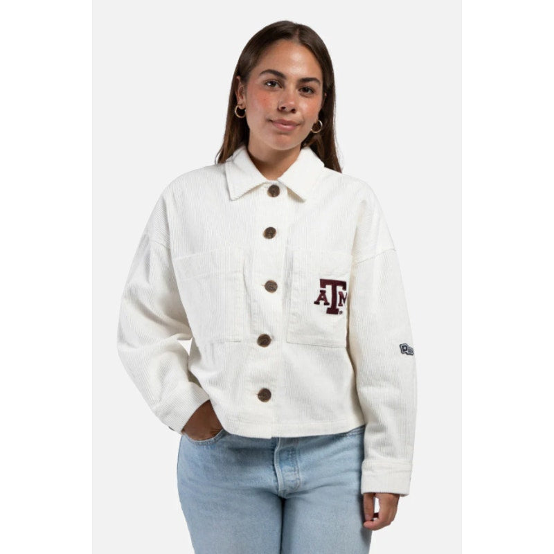 HYPE AND VICE Womens Texas A&M Cropped Jacket US XXL White Corduroy NWT