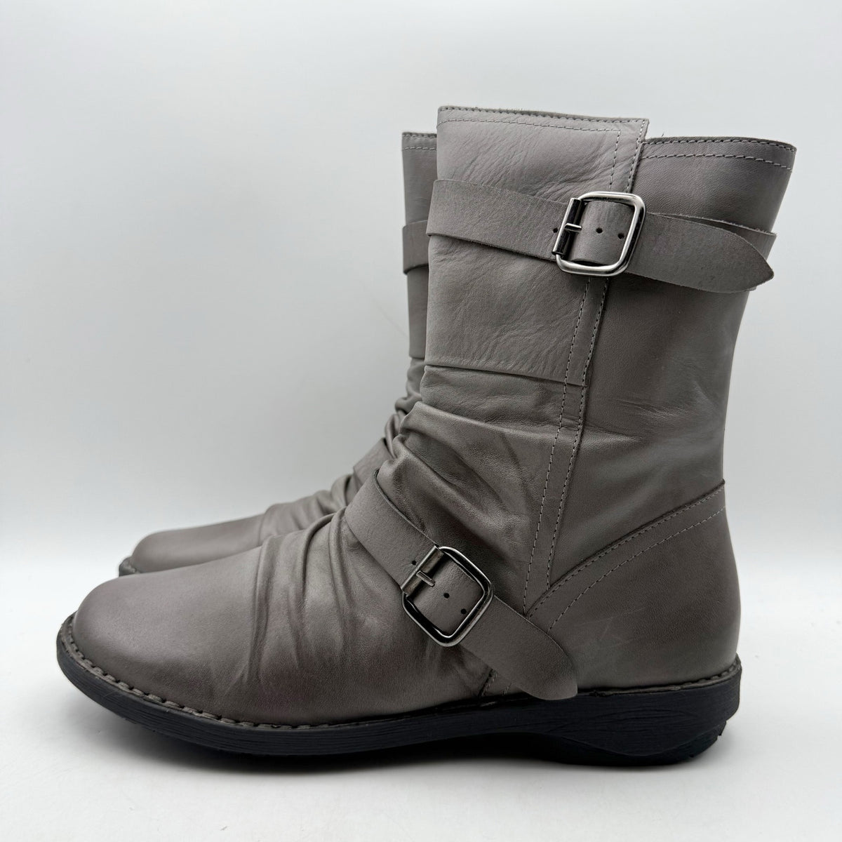 Miz Mooz Womens Pasha Mid Calf Boots EU 39 US 8.5 Grey Leather NIB