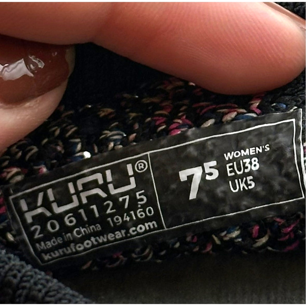 Kuru Womens Stride Casual Sneakers Size 7.5 Jet Black Confetti Knit Slip On NWOB