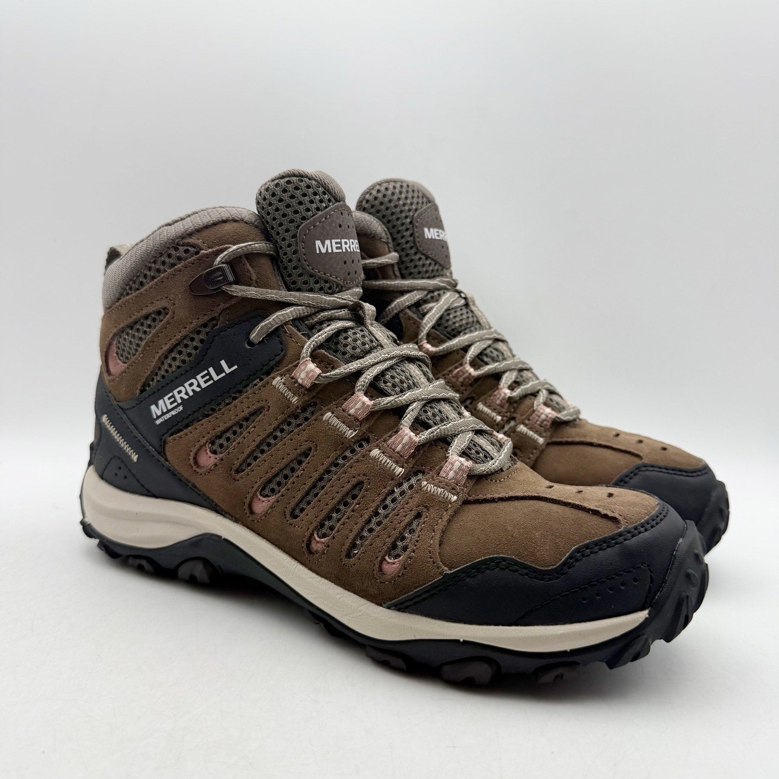 Merrell Womens Crosslander 3 Hiking Mid Boots US 8 Brown Black Waterproof NWOB