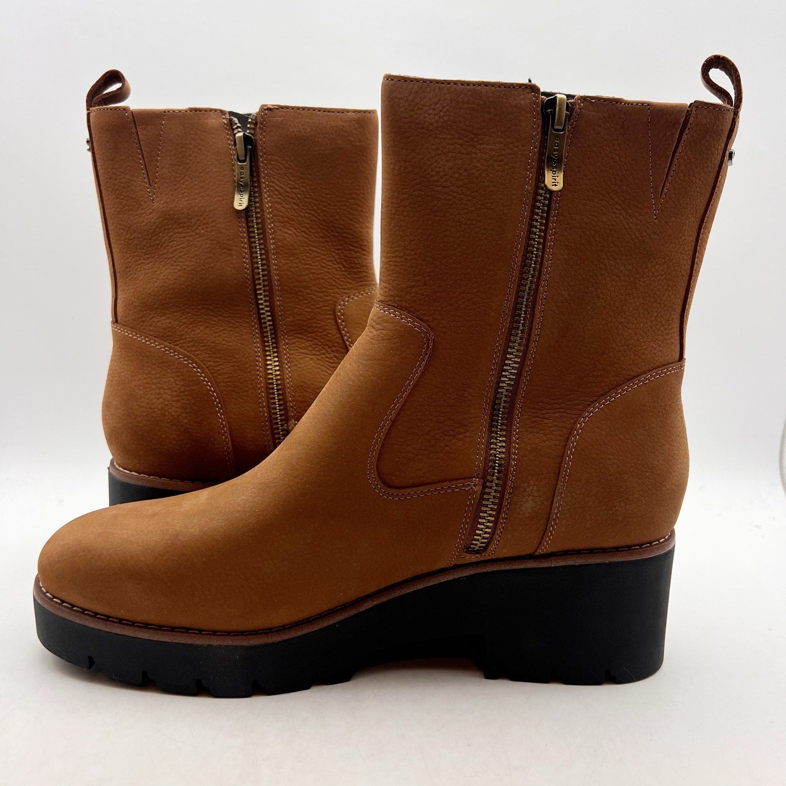 Easy Spirit Womens Morgan Lug-Sole Boots Size 10 WIDE Brown Suede NWOB