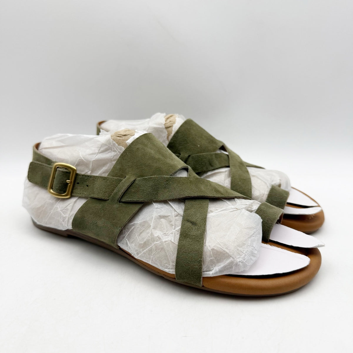 Franco Sarto Womens Gia Sandals US 6 M EU 36 Green Suede NWOB