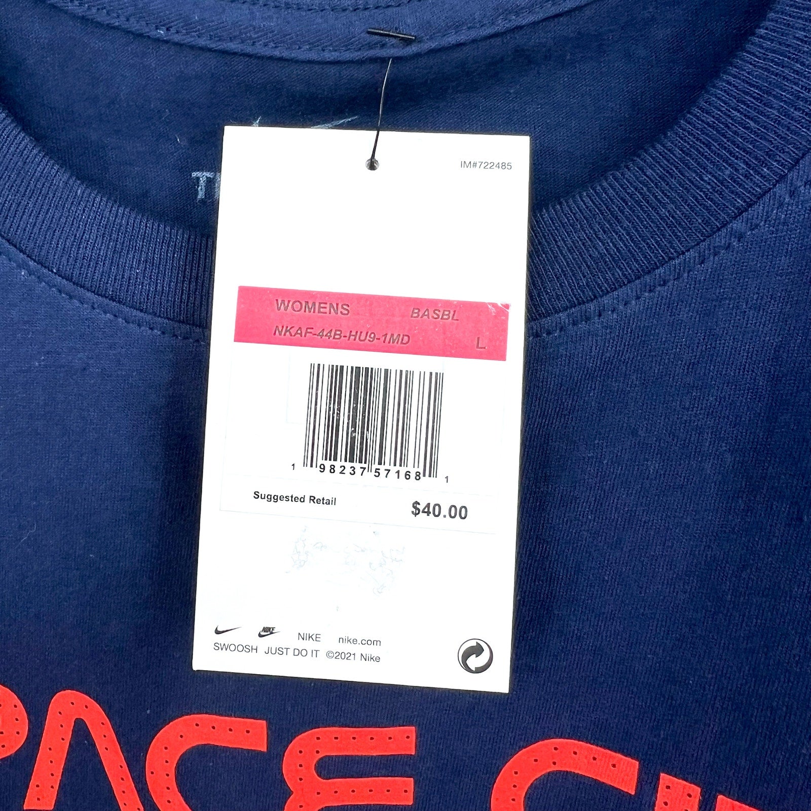 NIKE Womens Astros City Connect Hader 71 T-shirt Large Navy Blue Cotton NWT