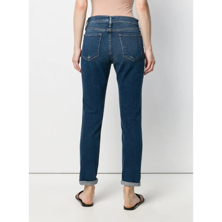 FRAME Women's Le Garcon Slim Boyfriend Jeans Size 25 Dark Blue Distressed NWOT
