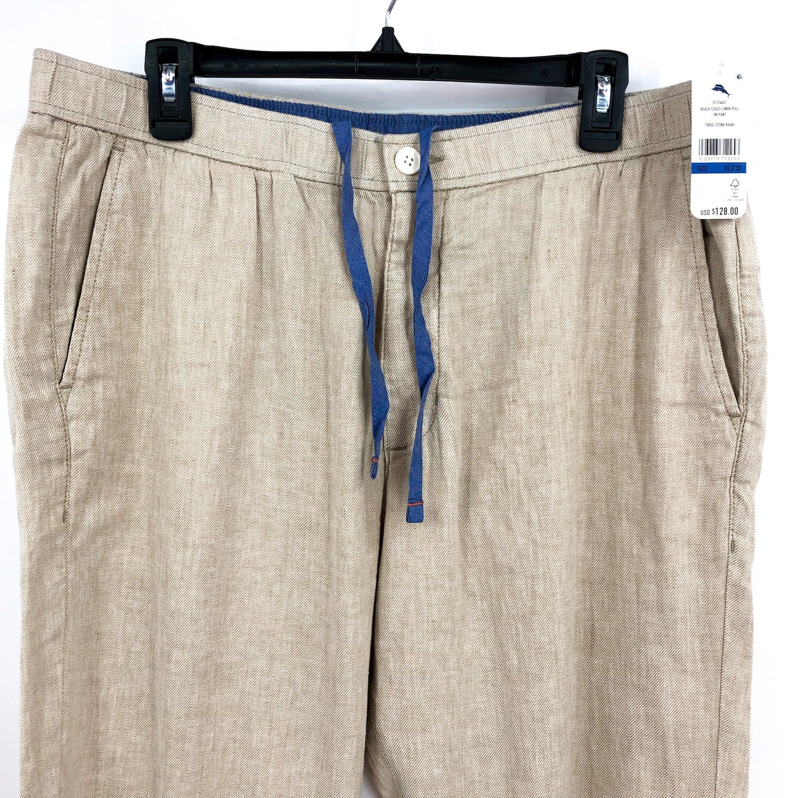 TOMMY BAHAMA Men's Beach Coast Linen Pants XL Stone Khaki 32" Inseam NWT