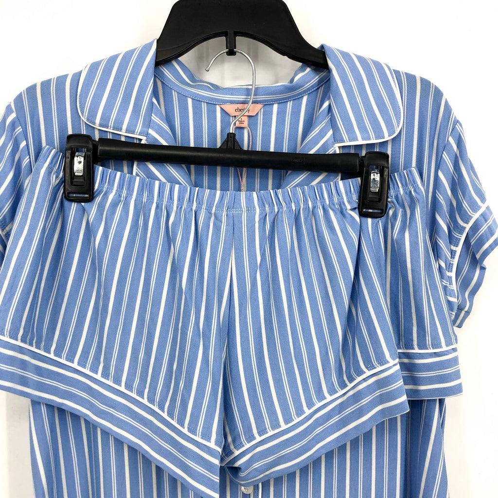 EBERJEY Womens Gisele Shorties PJ Set Small Blue Nordic Stripe Tencel Modal NWOT