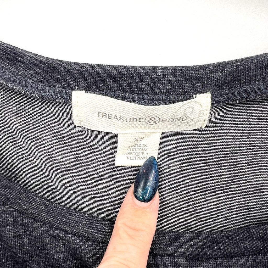 TREASURE & BOND Ruched Jersey Tank Dress XS Gray Blue Sleeveless NWT