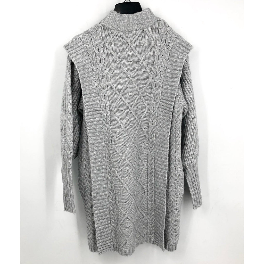 TED BAKER Women's Arriaa Cable Sweater Dress US 8 Ted 3 Grey High Neck NWOT