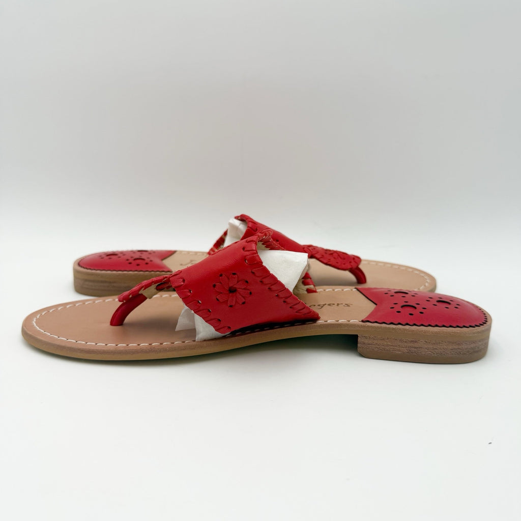 Jack Rogers Womens Jacks Flat Sandals Size 10 M Red Leather NWOB