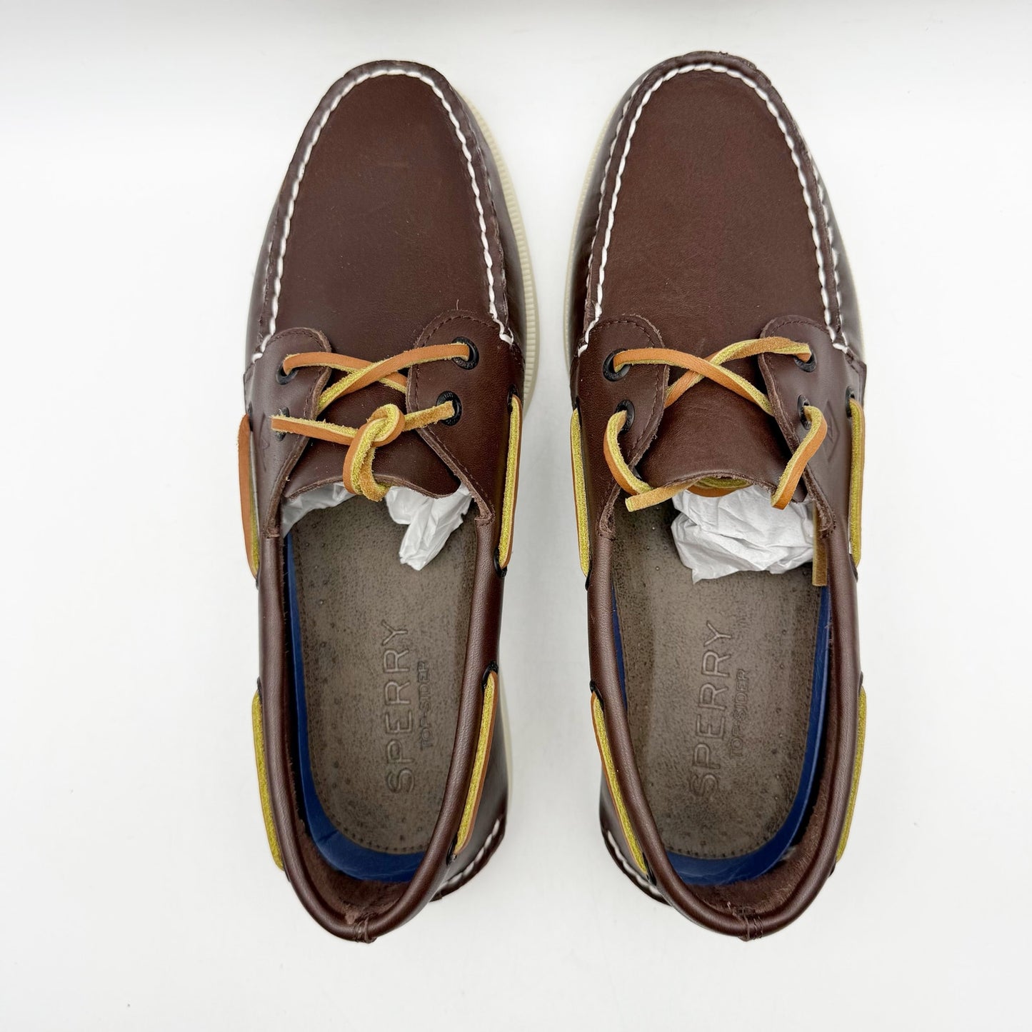 Sperry Mens Authentic Original 2-Eye Boat Shoes US 8 XW EU 41 Brown Leather NIB