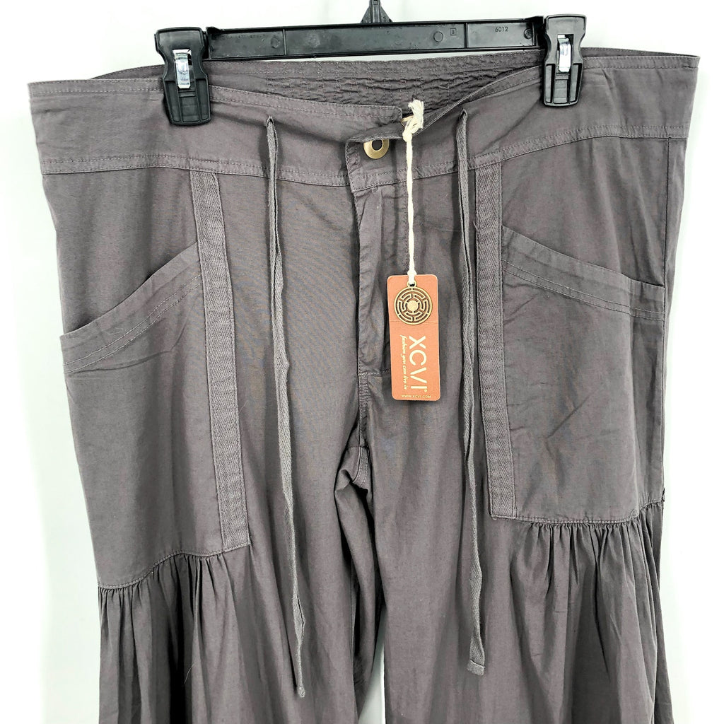 XCVI Women's Willowy Wide Leg Pants Large Charcoal Grey Stretch Poplin NWT