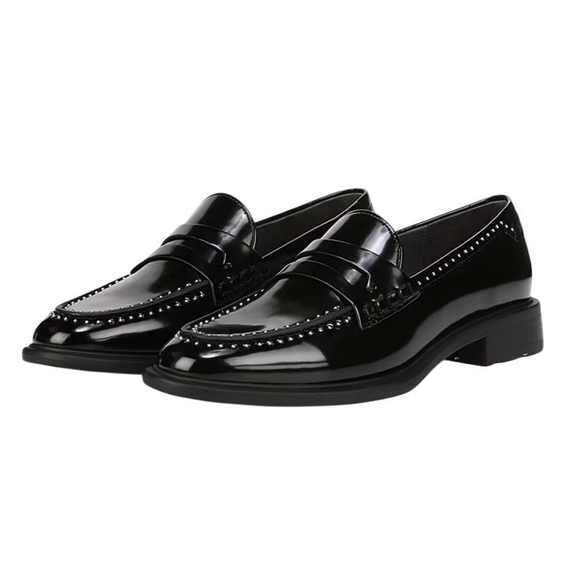 Franco Sarto Womens Eden Studded Loafers Size 8.5 M EU 39 Black Slip On NWOBl