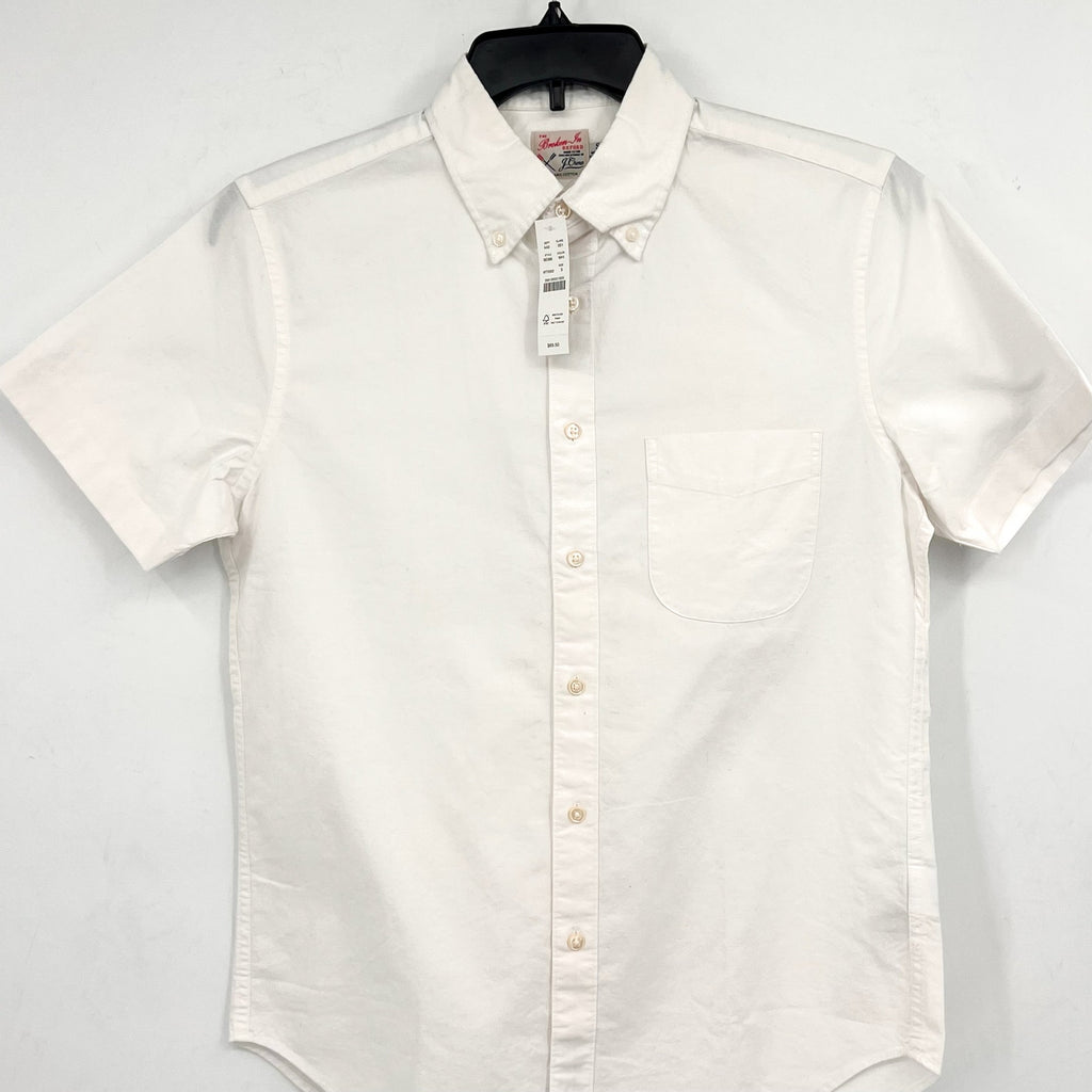J.CREW Mens Broken-in Oxford Shirt Small White Short-sleeve Cotton BE986 NWT