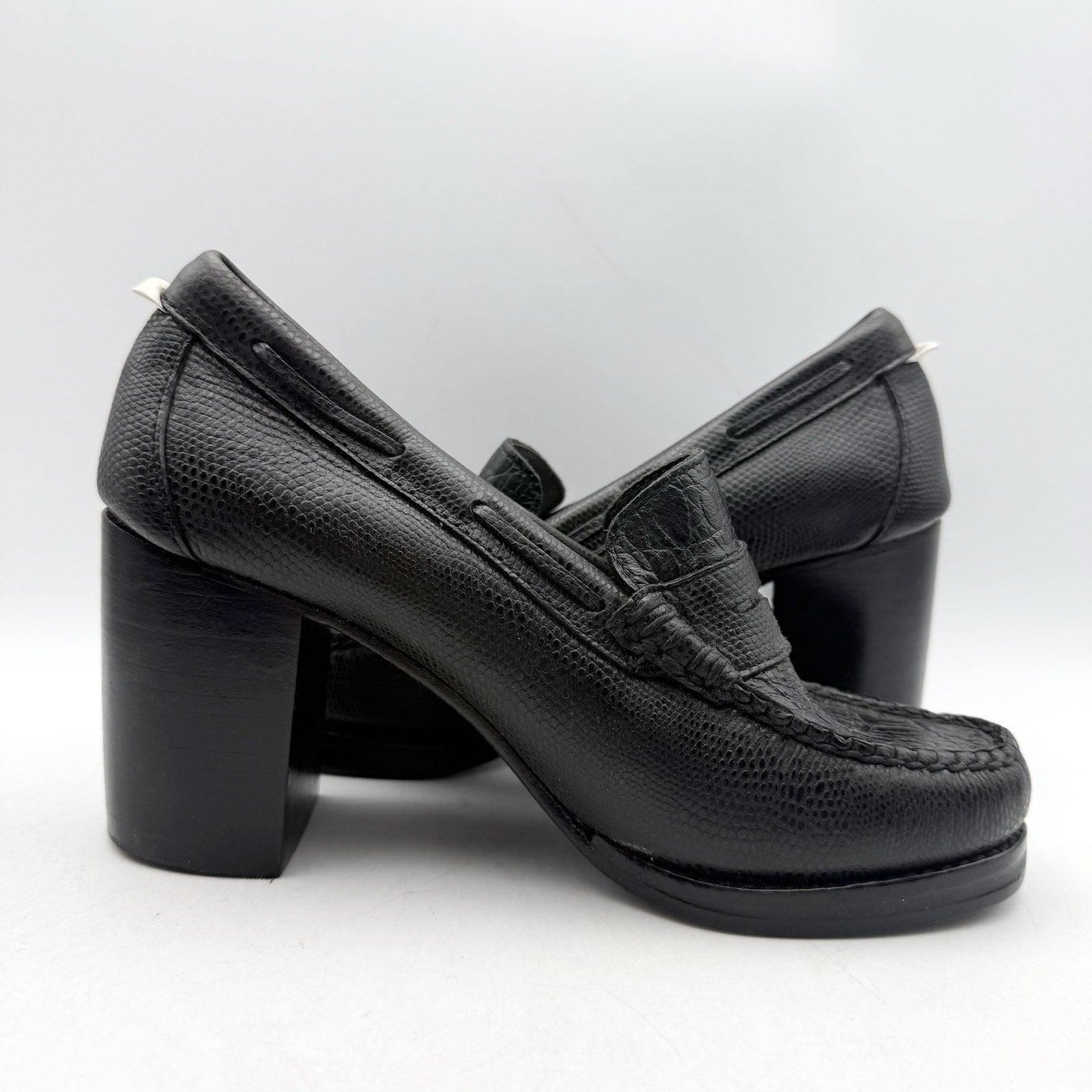 RE/DONE Womens Winsome Heel Loafers US 7 M EU 37 Black Leather NWOB