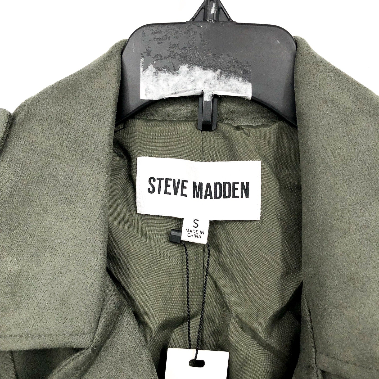 STEVE MADDEN Womens Faux Suede Moto Jacket Small Olive Green Vegan Leather NWT