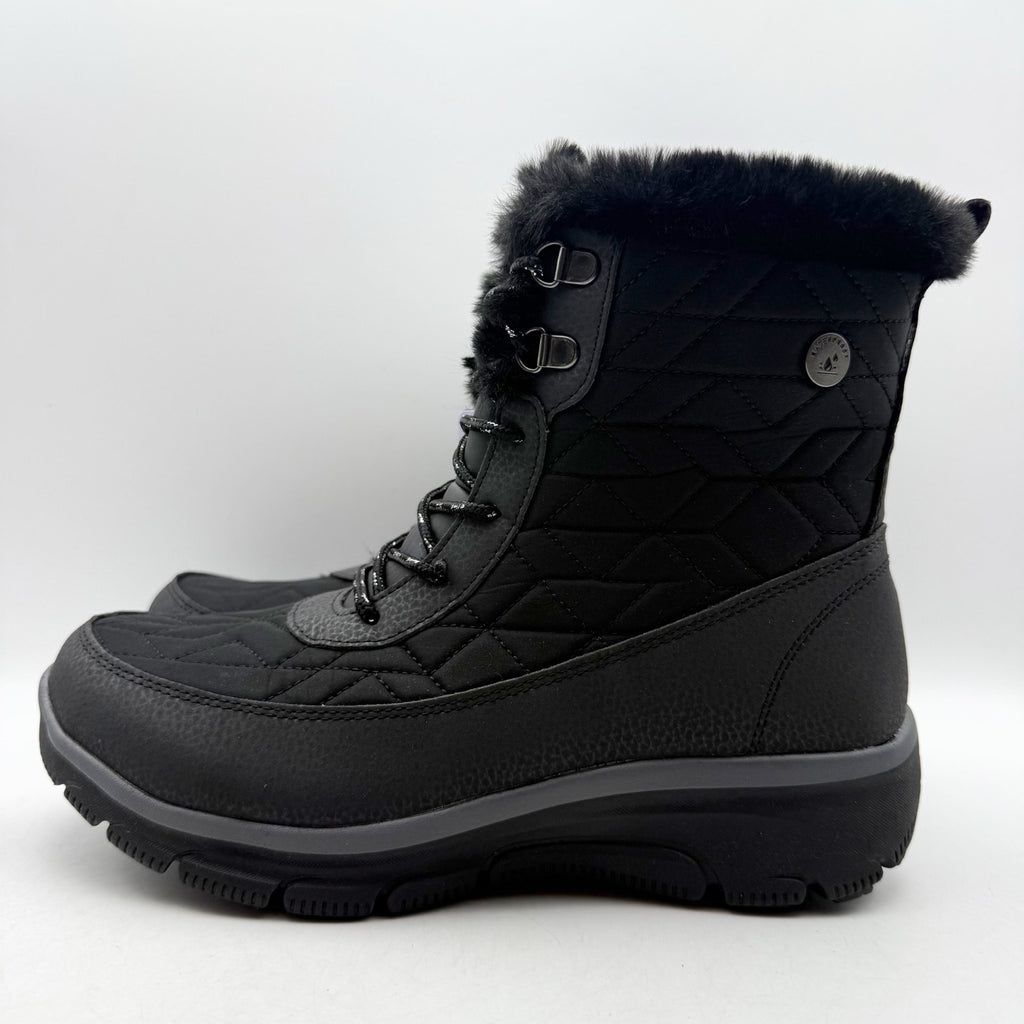 Skechers Womens Easy Going Frostline Winter Boots US 8.5 Black Waterproof NWT