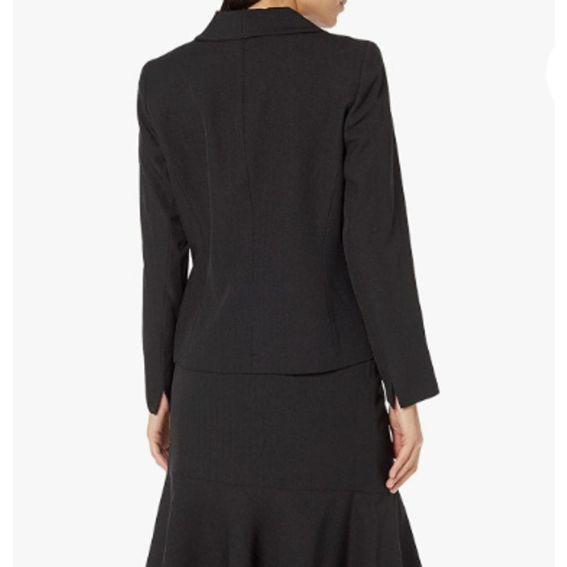 LE SUIT Womens Shawl Collar Suit Jacket 12P PETITE Black Coated Buttons NWT