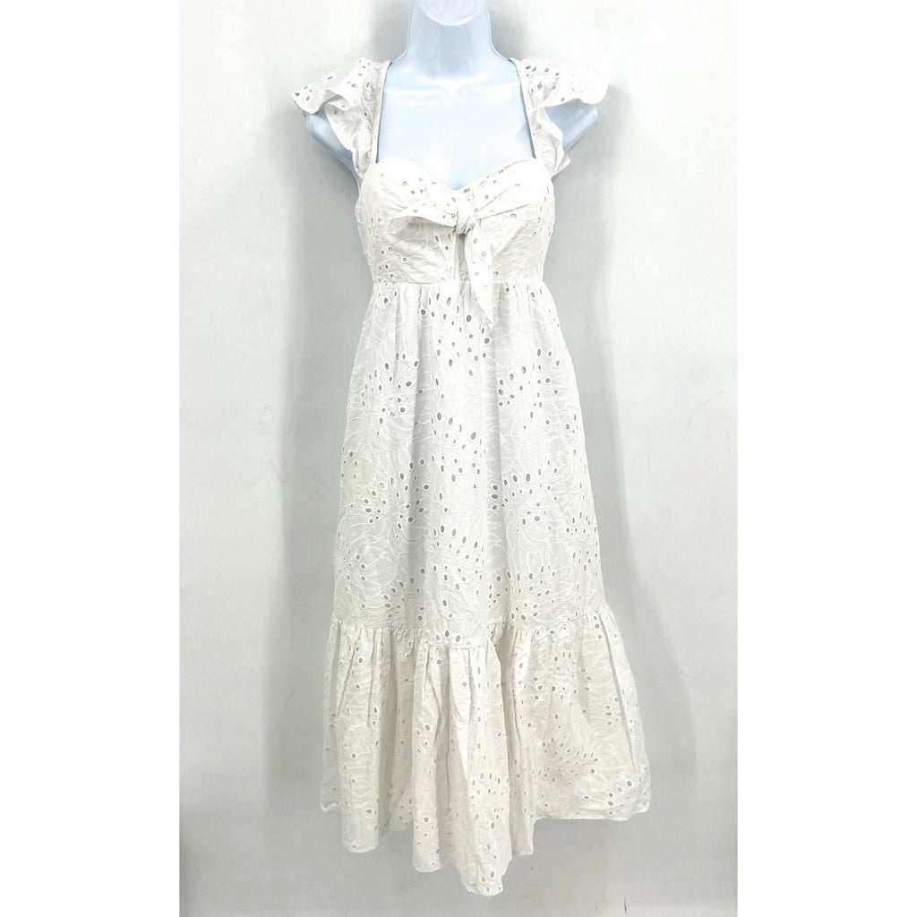 LILLY PULITZER Lantana Flutter Sleeve Eyelet Midi Dress Size 4 Resort White NWOT