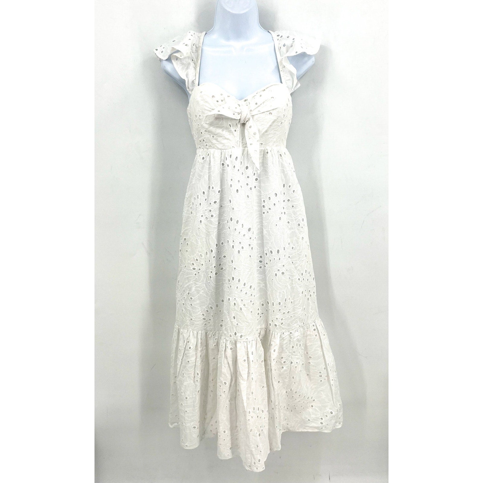 LILLY PULITZER Lantana Flutter Sleeve Eyelet Midi Dress Size 4 Resort White NWOT